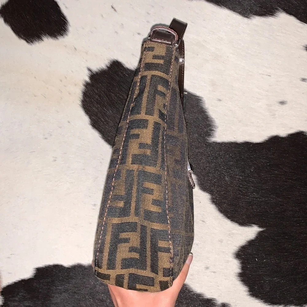 Fendi Zucca Canvas Baguette Shoulder Hobo Bag
